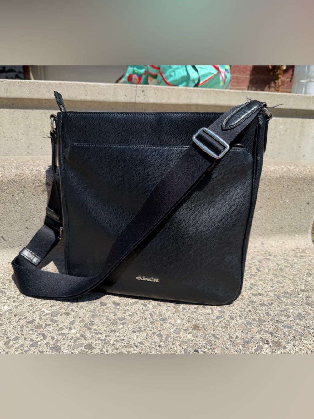 Coach Black Leather Crossbody Messenger Bag